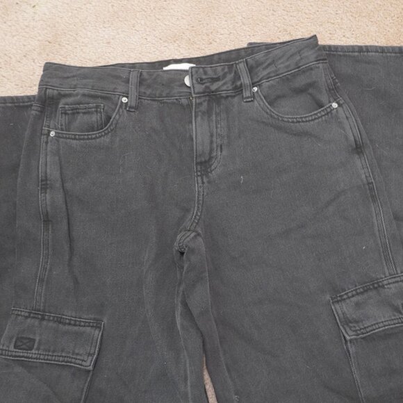 Pacsun Black Low Rise Baggy Cargo Jeans 26 - Picture 1 of 4